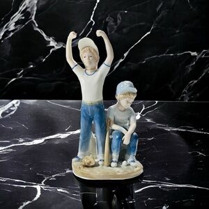 Vtg Paul Sebastian 1989 Home Run Boy Playing Baseball 9” Ceramic Figurine NWT OS